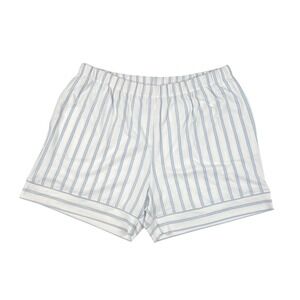 100% Pima Cotton Pajama Shorts Women's Large Blue White Stripe Soft Lounge Sleep